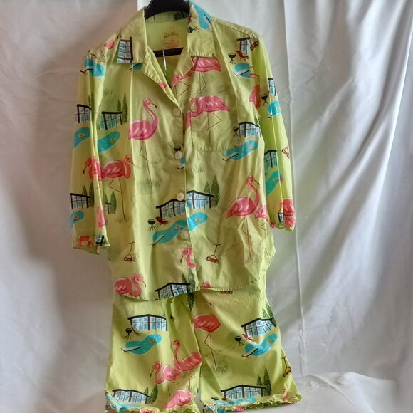 Nick & Nora Poolside Flamingos Pajama Set - Picture 2 of 8